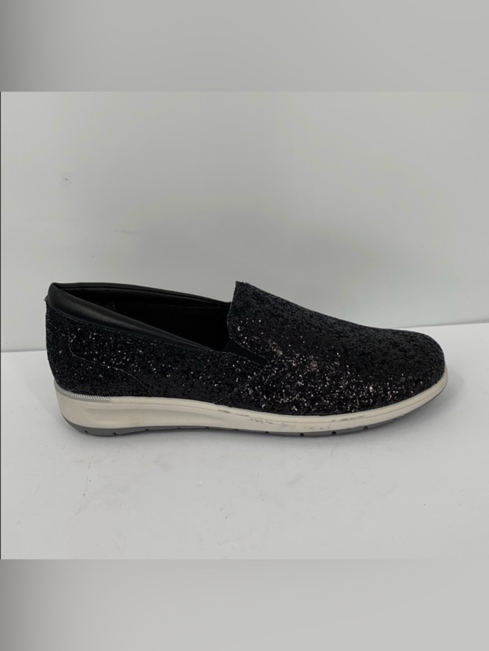 Walking Cradles Orleans slip-on sneaker shoe comfort black glitter women 10
